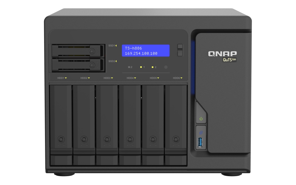 QNAP TS-h886-D1602-8G (Xeon 3,2GHz, ZFS, 8GB ECC RAM, 6x3,5"+2x 2,5",
