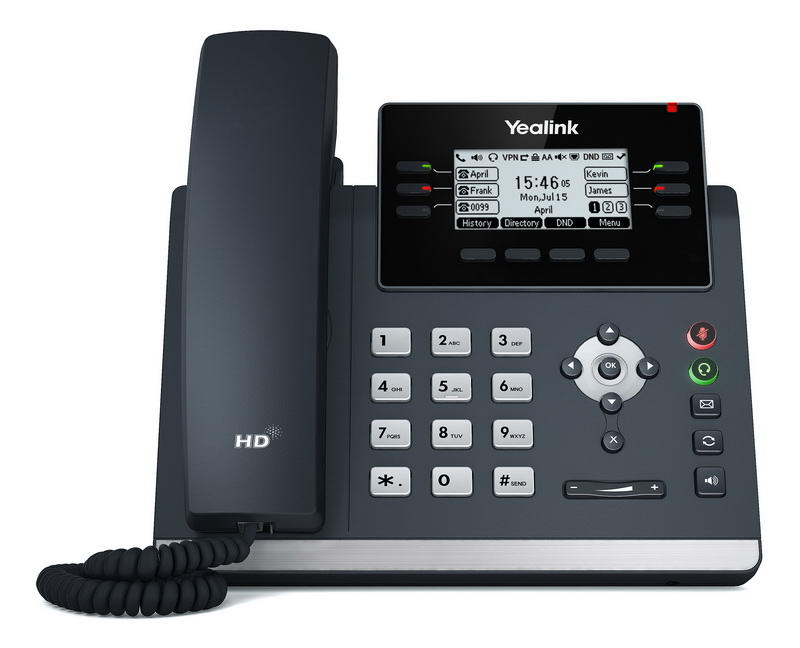 Yealink SIP-T42U SIP telefon, PoE, 2,7" 192x64 LCD, 15 prog.tl.,2xUSB,