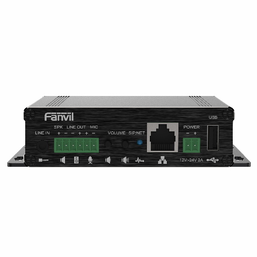 Fanvil PA3 SIP paging brána, 2xSIP, reproduktor rozhr, audio in/out, U