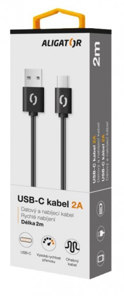 ALIGATOR Datový kabel 2A USB-C 2 m černý