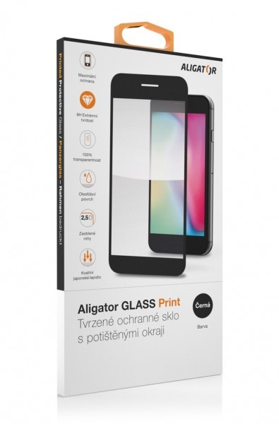 Aligator Ochranné tvrzené sklo GLASS PRINT, iPhone 14 Pro, černá, celo