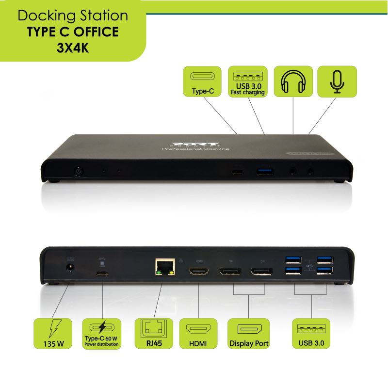 PORT CONNECT Dokovací stanice 11v1, 3x 4K USB-C + USB 3.0