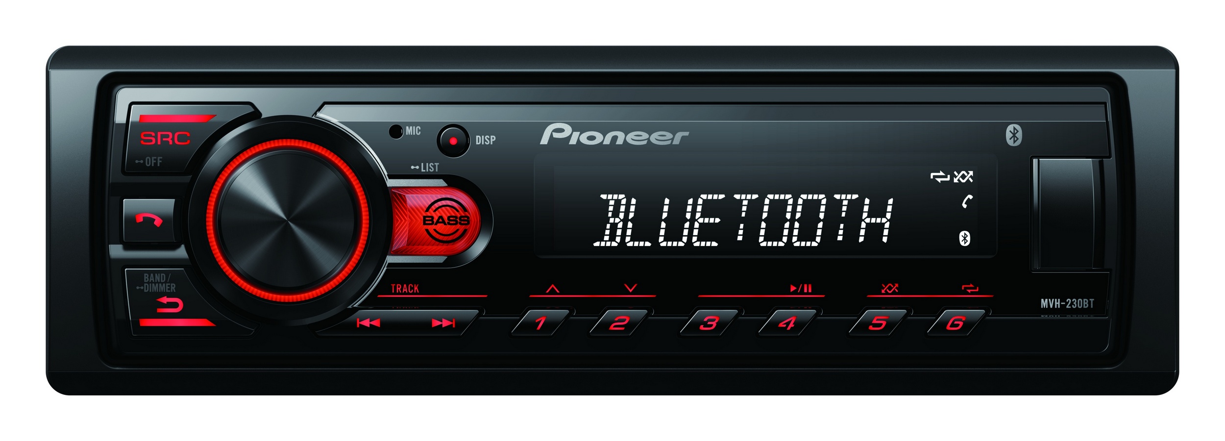 Pioneer MVH-230 autorádio s USB a Bluetooth s integrovaným mikrofonem