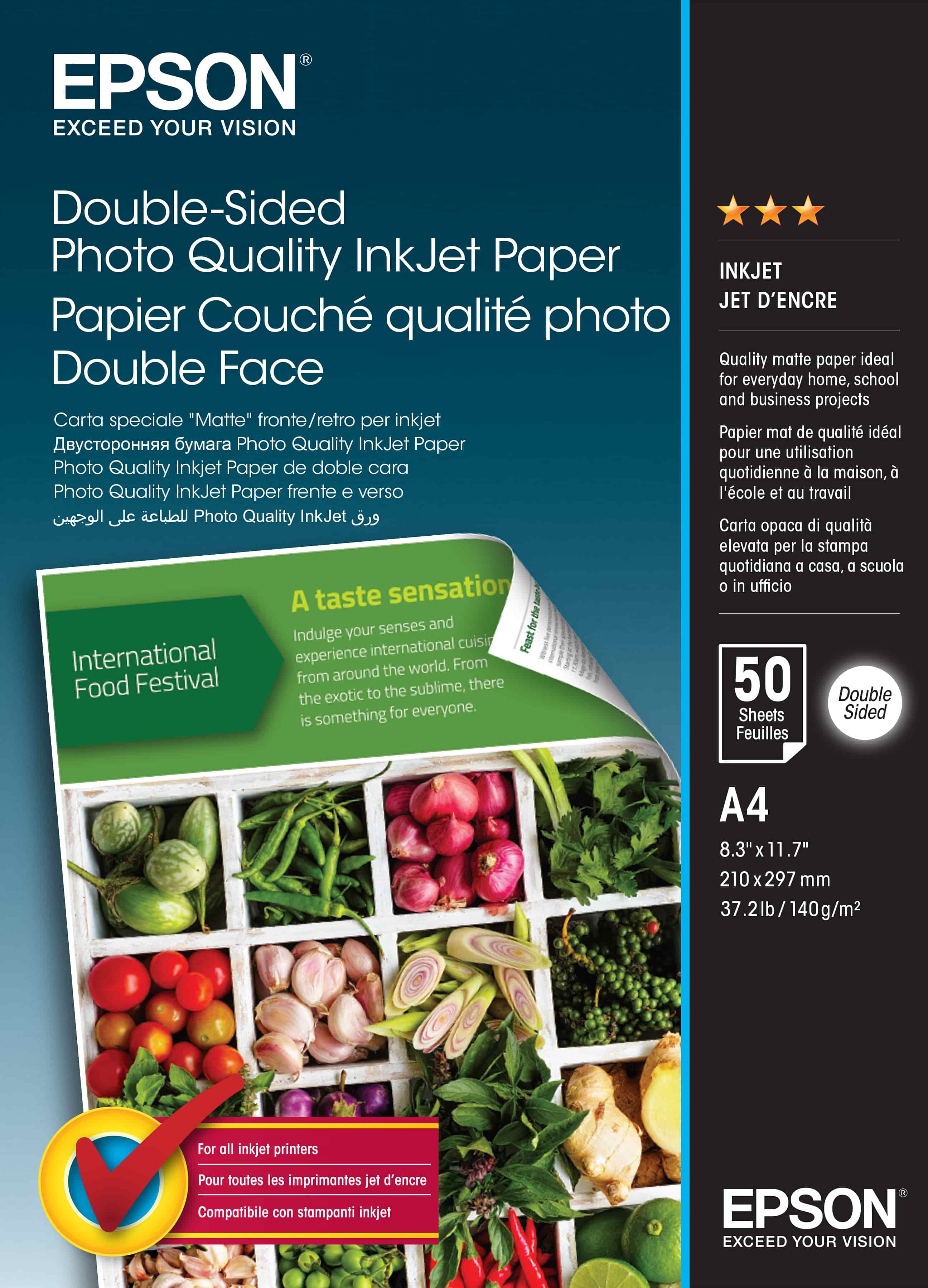 Double-Sided Photo Quality Inkjet Paper,A4,50 sheets