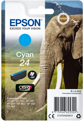 Epson Singlepack Cyan 24 Claria Photo HD Ink