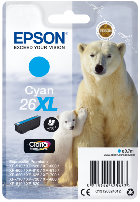 Epson Singlepack Cyan 26XL Claria Premium Ink