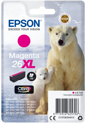 Epson Singlepack Magenta 26XL Claria Premium Ink