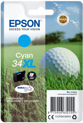 Epson Singlepack Cyan 34XL DURABrite Ultra Ink