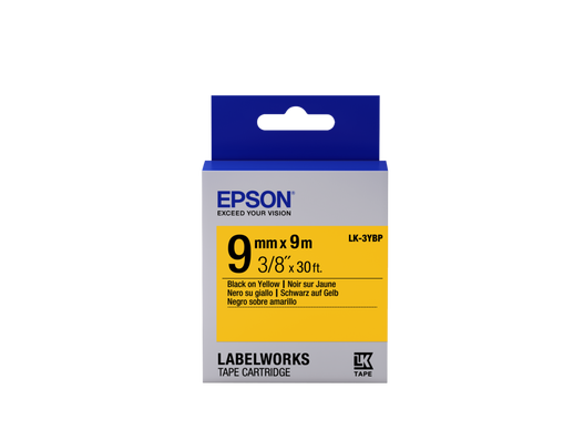 Epson Label Cartridge Pastel LK-3YBP Black/Yellow 9mm (9m)