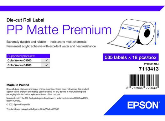 PP Matte Label Premium, 76mm x 51mm, 535 Labels